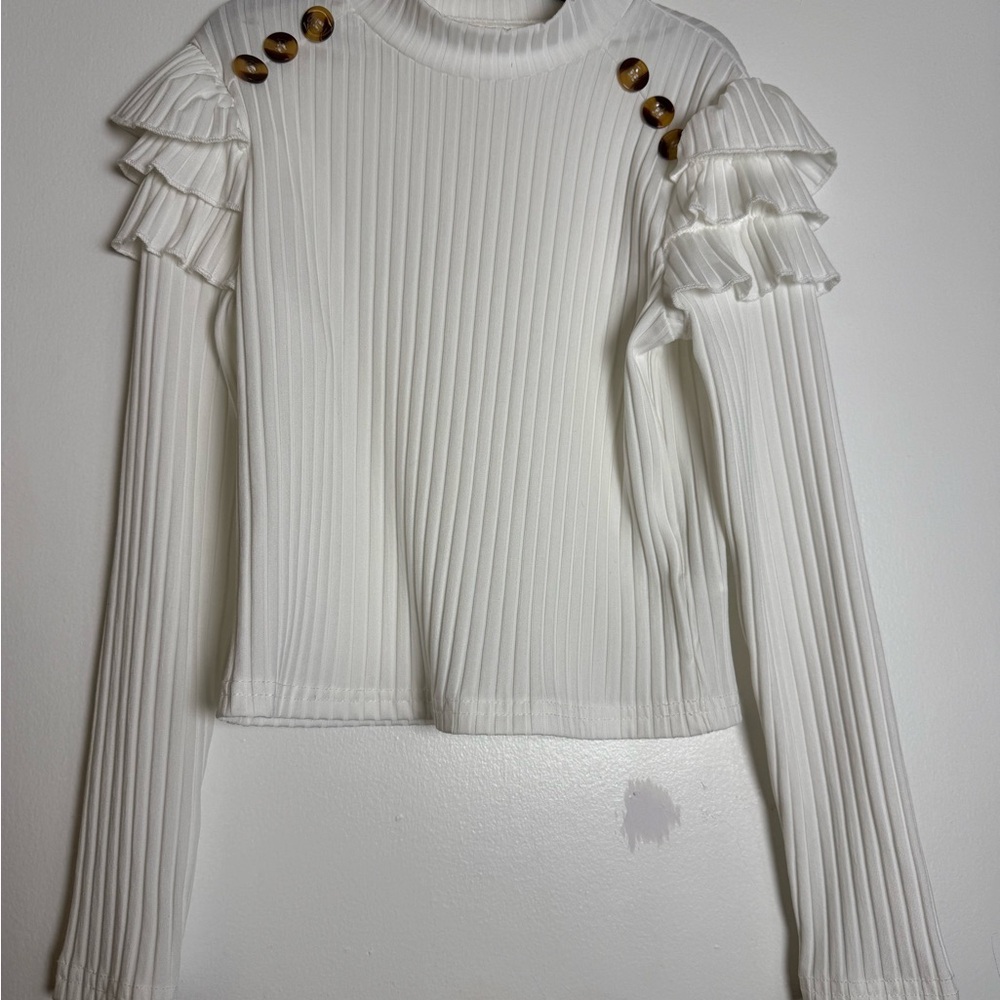 Elegant White Ruffled Girl's Top